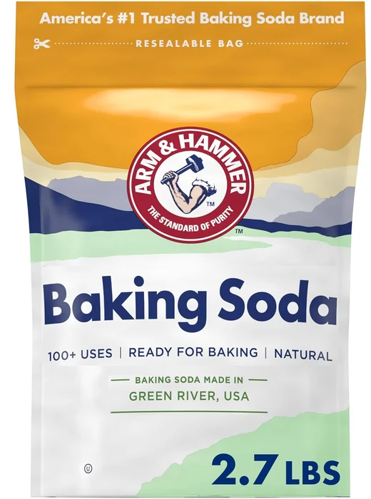 Arm & Hammer Baking Soda 2.7-pound resealable bag, front of package